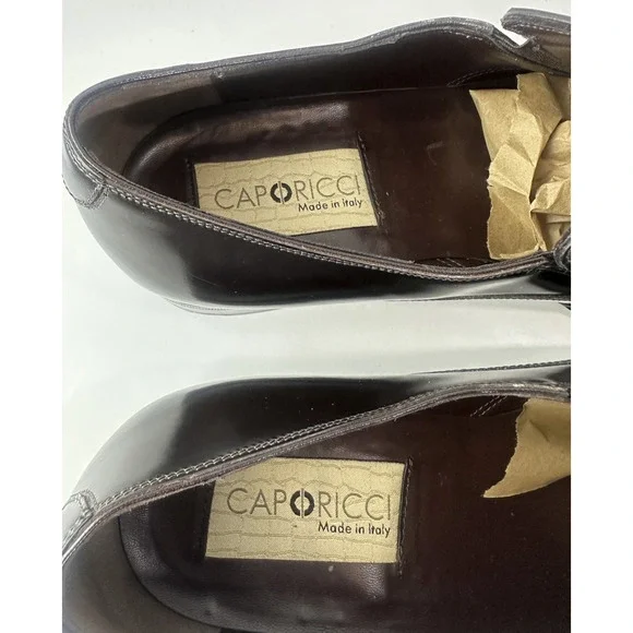 Caporicci Made in Italy Black Leather Cap-Toe Slip-On Dress Shoes Men’s 8.5 G - Picture 4 of 16